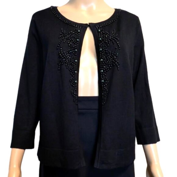 NWT Jana Women's Black Cardigan with Beads Embroidery - Picture 3 of 4